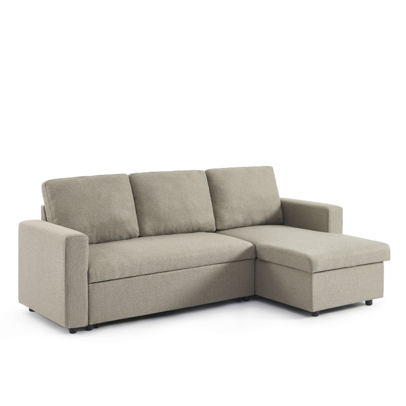 Canapé d'angle convertible et réversible SPENA 4 places tissu taupe