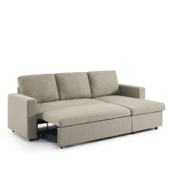 Canapé d'angle convertible et réversible SPENA 4 places tissu taupe