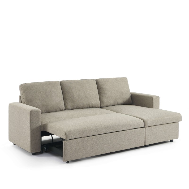 Canapé d'angle convertible et réversible SPENA 4 places tissu taupe