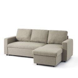 Canapé d'angle convertible et réversible SPENA 4 places tissu taupe