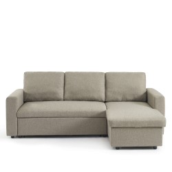 Canapé d'angle convertible et réversible SPENA 4 places tissu taupe