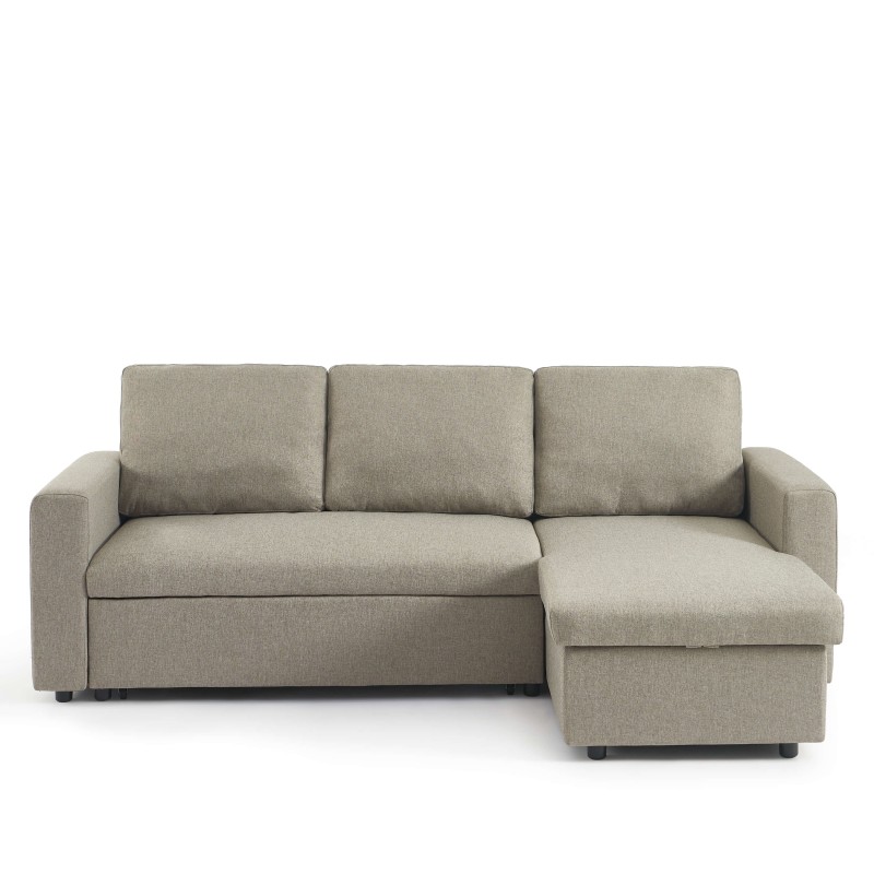 Canapé d'angle convertible et réversible SPENA 4 places tissu taupe