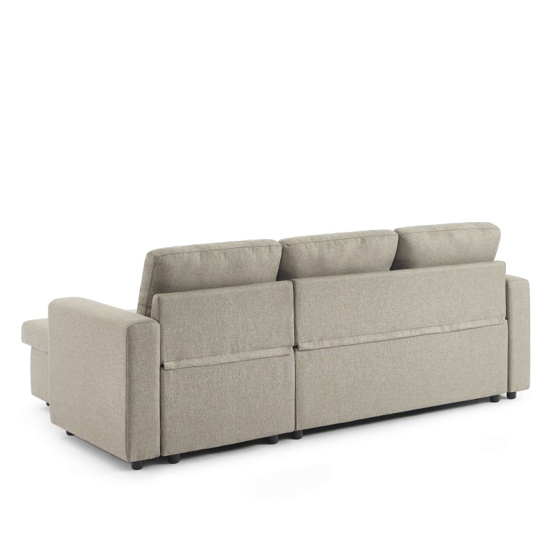 Canapé d'angle convertible et réversible SPENA 4 places tissu taupe