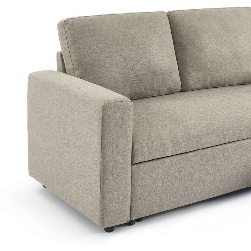 Canapé d'angle convertible et réversible SPENA 4 places tissu taupe