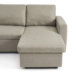 Canapé d'angle convertible et réversible SPENA 4 places tissu taupe