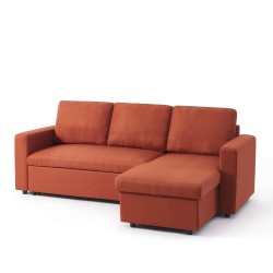 Canapé d'angle convertible et réversible SPENA 4 places tissu terracotta