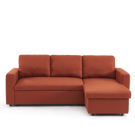 Canapé d'angle convertible et réversible SPENA 4 places tissu terracotta
