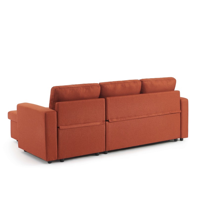 Canapé d'angle convertible et réversible SPENA 4 places tissu terracotta