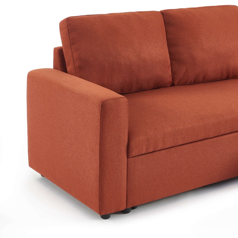 Canapé d'angle convertible et réversible SPENA 4 places tissu terracotta