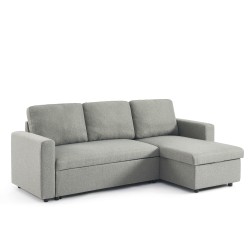 Canapé d'angle convertible et réversible SPENA 4 places tissu gris