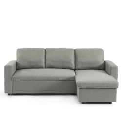 Canapé d'angle convertible et réversible SPENA 4 places tissu gris