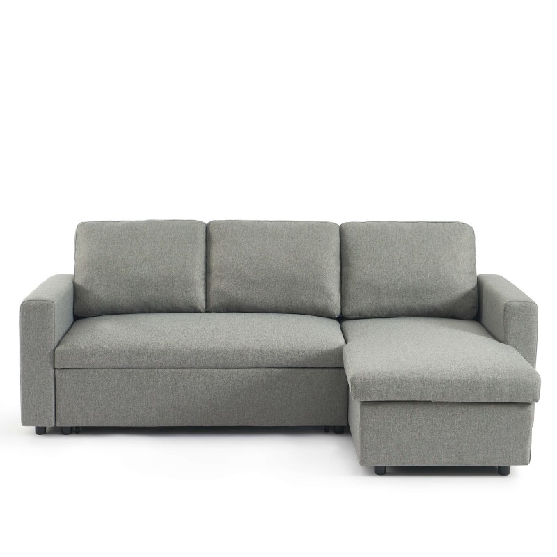 Canapé d'angle convertible et réversible SPENA 4 places tissu gris