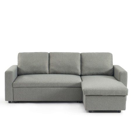 Canapé d'angle convertible et réversible SPENA 4 places tissu gris
