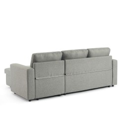Canapé d'angle convertible et réversible SPENA 4 places tissu gris