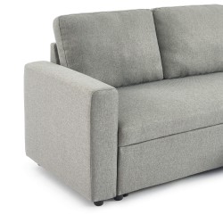 Canapé d'angle convertible et réversible SPENA 4 places tissu gris