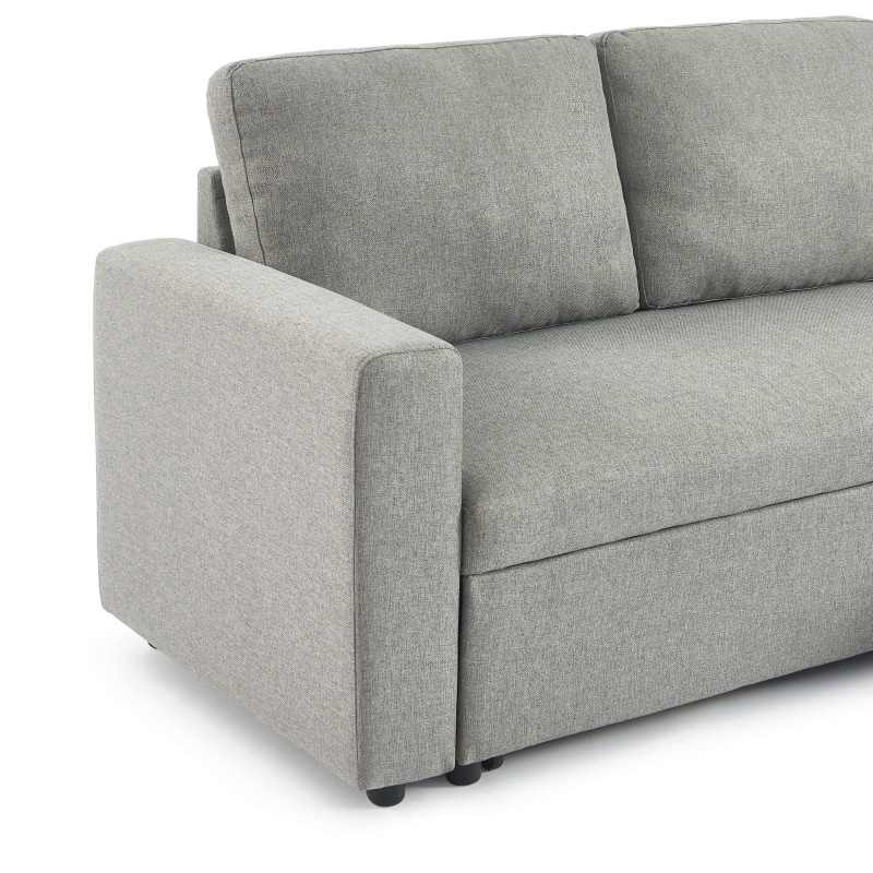 Canapé d'angle convertible et réversible SPENA 4 places tissu gris