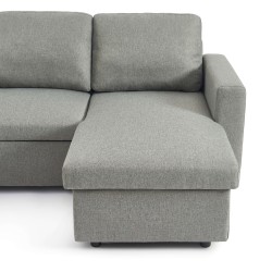 Canapé d'angle convertible et réversible SPENA 4 places tissu gris