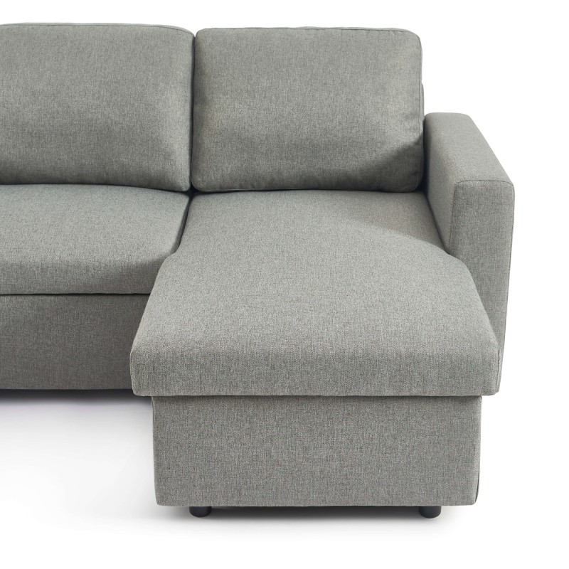 Canapé d'angle convertible et réversible SPENA 4 places tissu gris