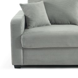 Canapé droit express SERVA 3 places velours côtelé gris