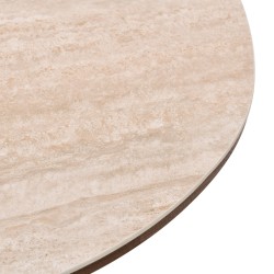 Table de séjour LODEN placage noyer et plateau céramique effet travertin 200cm