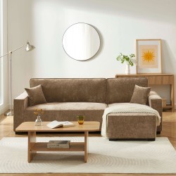 Canapé d'angle convertible et réversible GAVI 4 places tissu marron