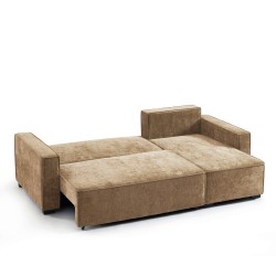 Canapé d'angle convertible et réversible GAVI 4 places tissu marron