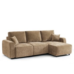 Canapé d'angle convertible et réversible LIVIO 4 places tissu marron