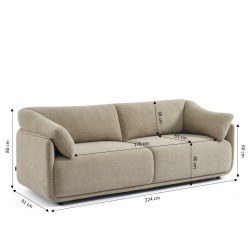 KURLY 3-Sitzer-Sofa aus beigem Chenille-Twill