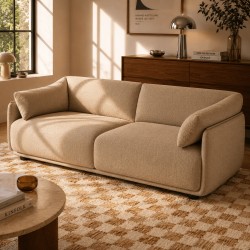 KURLY 3-Sitzer-Sofa aus beigem Chenille-Twill