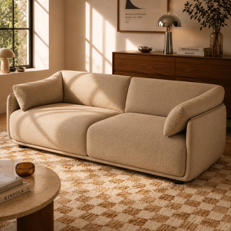 KURLY 3-Sitzer-Sofa aus beigem Chenille-Twill
