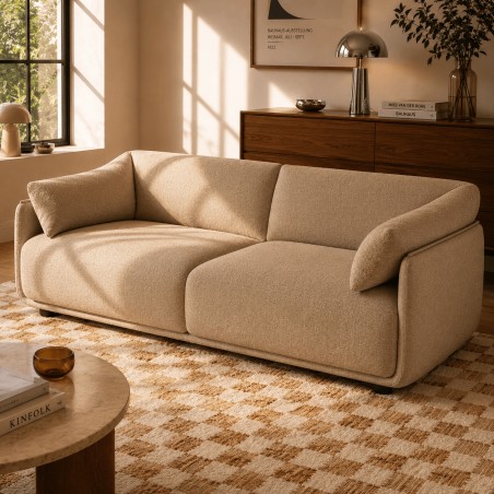 KURLY 3-Sitzer-Sofa aus beigem Chenille-Twill
