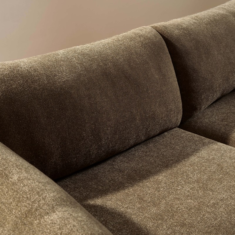 KURLY 3-Sitzer-Sofa aus taupefarbenem Chenille-Gewebe