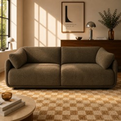 KURLY 3-Sitzer-Sofa aus taupefarbenem Chenille-Gewebe