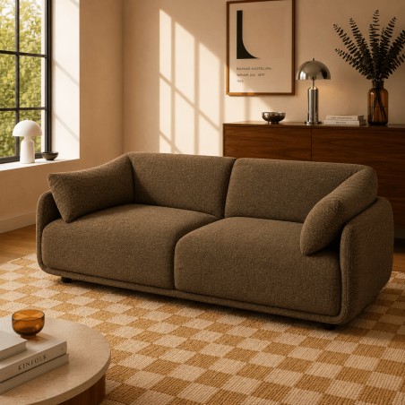 KURLY 3-Sitzer-Sofa aus taupefarbenem Chenille-Gewebe