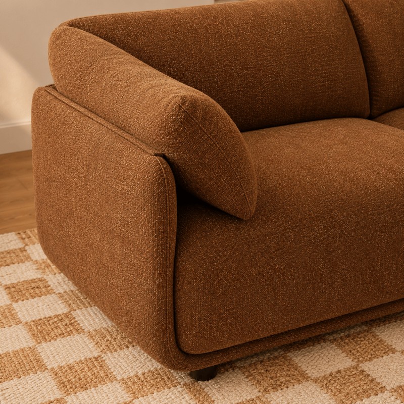 KURLY 3-Sitzer-Sofa aus braunem Chenille-Twill-Stoff