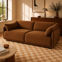 KURLY 3-Sitzer-Sofa aus braunem Chenille-Twill-Stoff