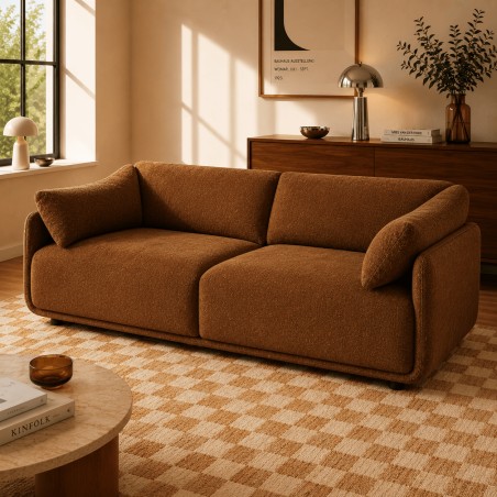 KURLY 3-Sitzer-Sofa aus braunem Chenille-Twill-Stoff