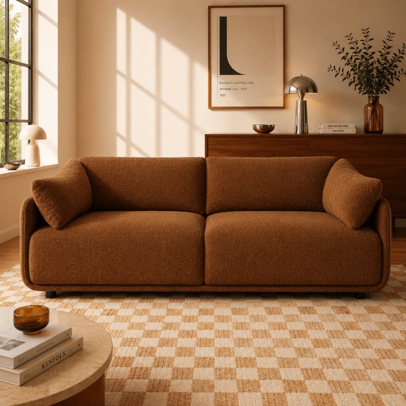 KURLY 3-Sitzer-Sofa aus braunem Chenille-Twill-Stoff