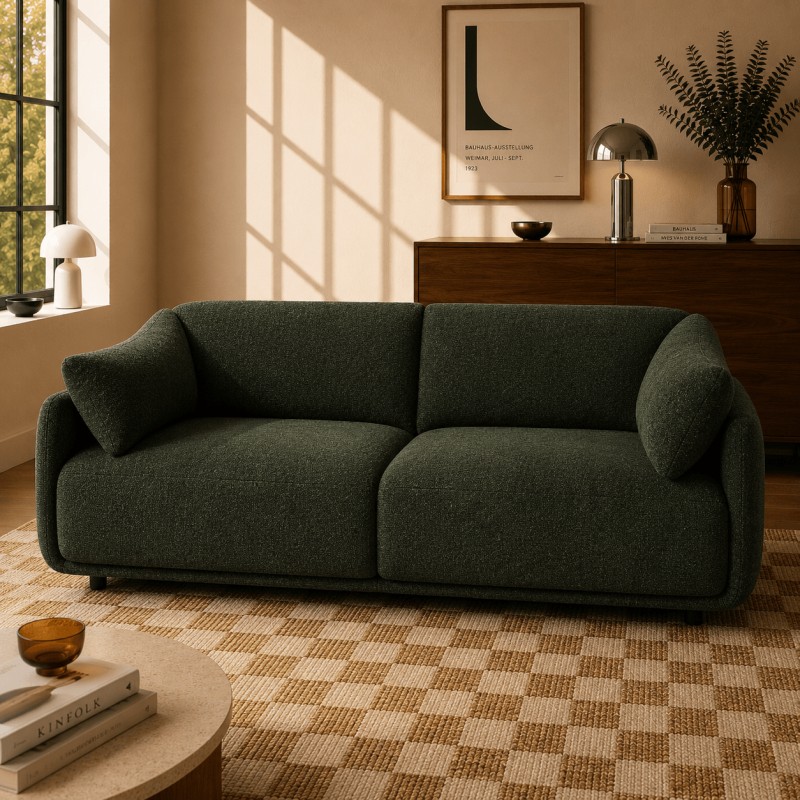 KURLY 3-Sitzer-Sofa aus grünem Chenille-Webstoff