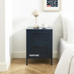 Comodino PANTONE in metallo blu notte con doppio cassetto, 40 cm