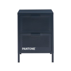 Comodino PANTONE in metallo blu notte con doppio cassetto, 40 cm