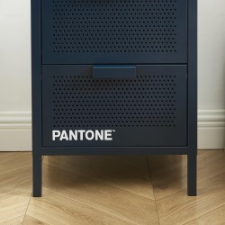 Comodino PANTONE in metallo blu notte con doppio cassetto, 40 cm