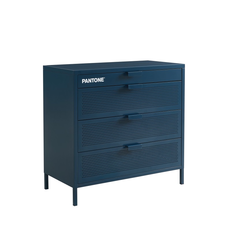 Commode PANTONE 4 tiroirs métal bleu nuit 80cm