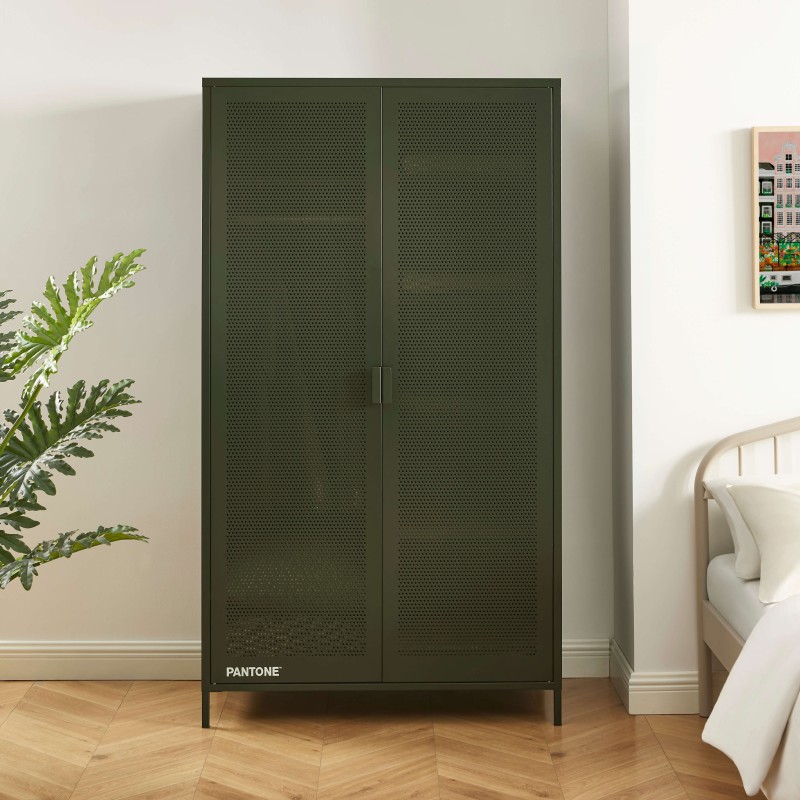 PANTONE-Schrank aus Metall in Olivgrün, 2-türig