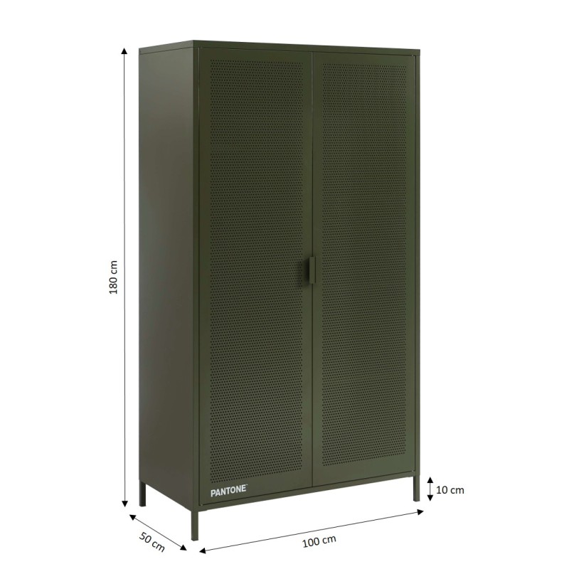 PANTONE-Schrank aus Metall in Olivgrün, 2-türig