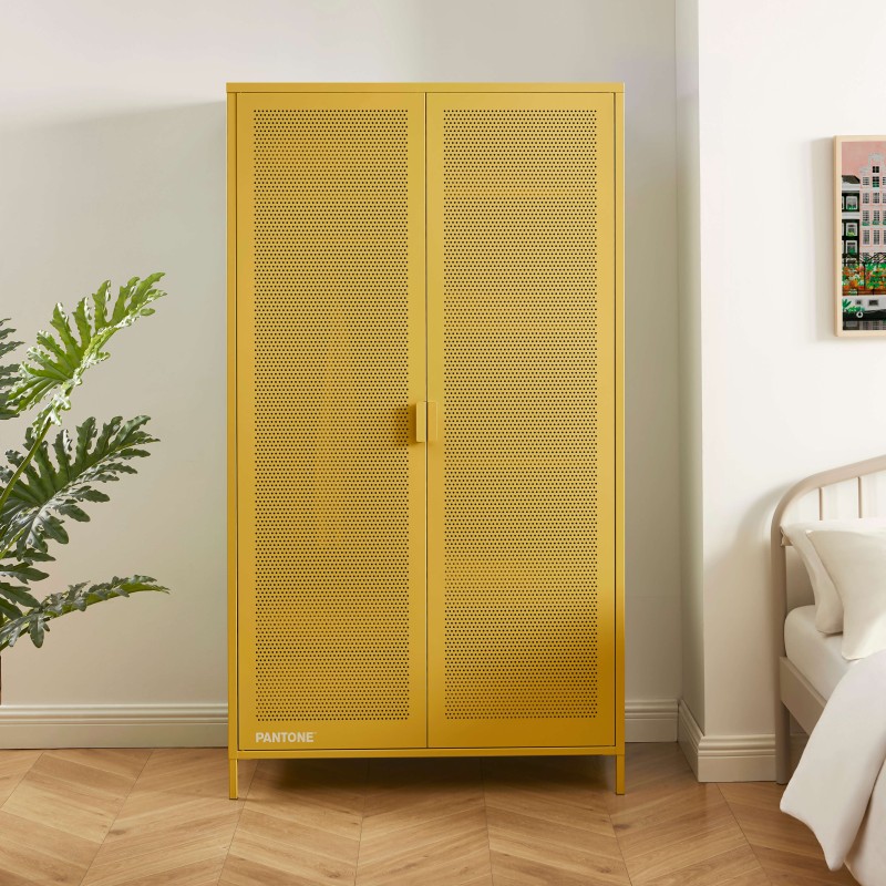 PANTONE-Schrank aus Metall in Senfgelb, 2-türig