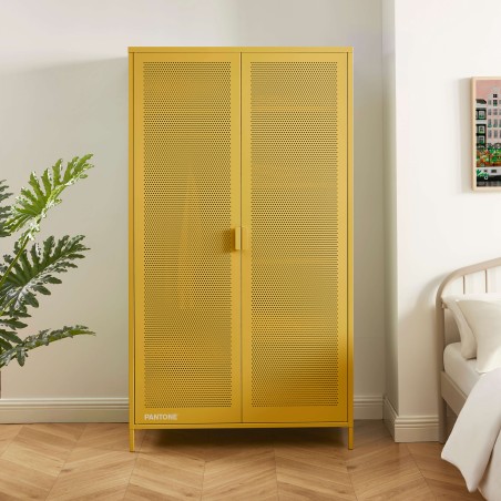 PANTONE-Schrank aus Metall in Senfgelb, 2-türig