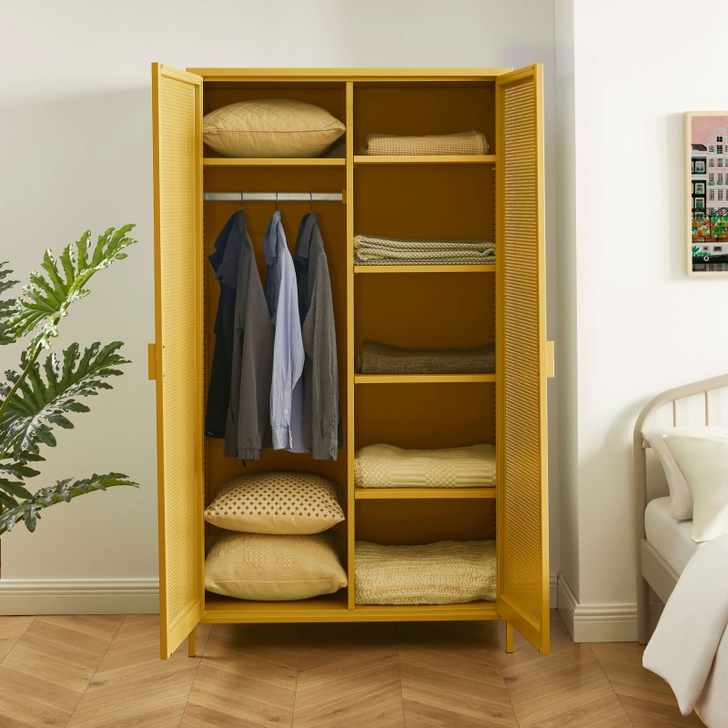PANTONE-Schrank aus Metall in Senfgelb, 2-türig