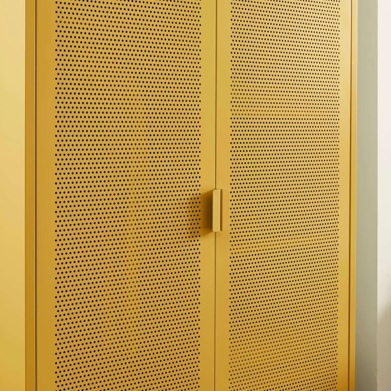 PANTONE-Schrank aus Metall in Senfgelb, 2-türig
