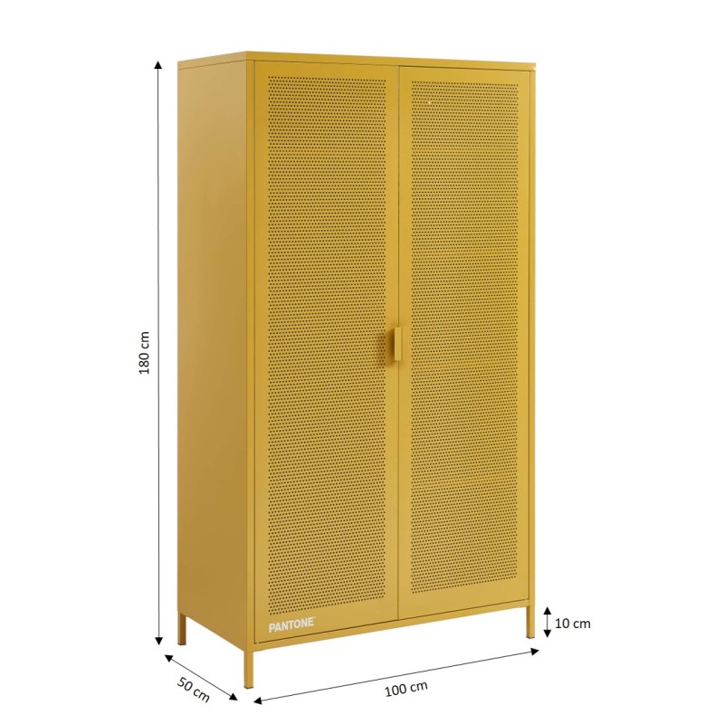 PANTONE-Schrank aus Metall in Senfgelb, 2-türig